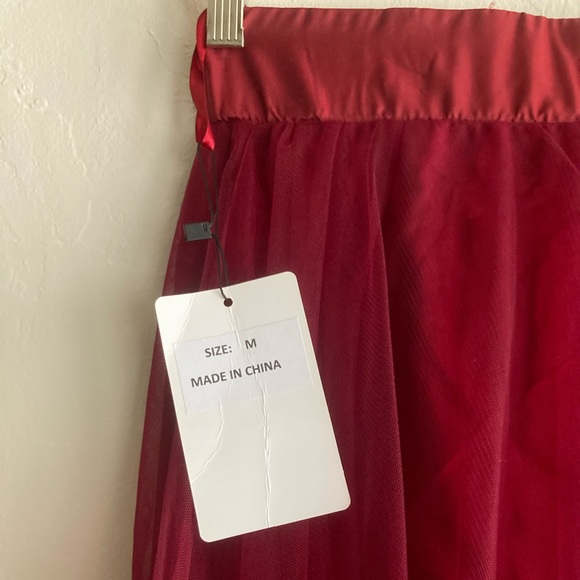 🎉Honey Qiao • Red Maxi High Waist Tulle Skirt - Picture 10 of 11